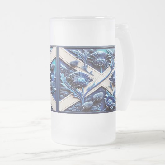 Mug en verre dépoli avec design Scottish Thistès (Devant droit)