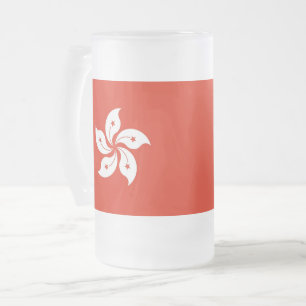 Mug en verre dépoli avec drapeau de Hong Kong
