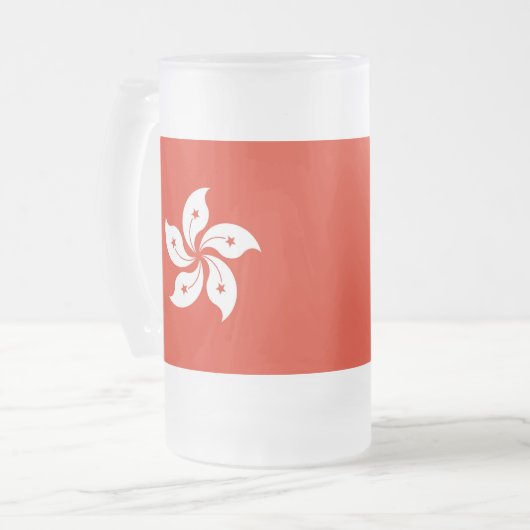 Mug en verre dépoli avec drapeau de Hong Kong (Devant gauche)
