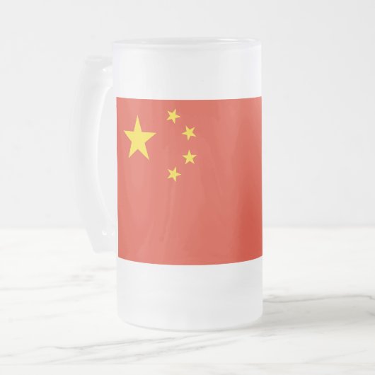 Mug en verre dépoli avec drapeau de la Chine (Devant gauche)