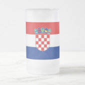 Mug en verre dépoli avec drapeau de la Croatie (Centre)