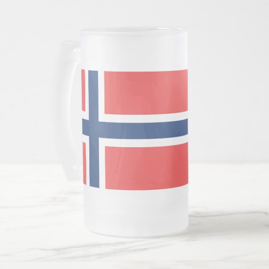 Mug en verre dépoli avec drapeau de la Norvège (Devant gauche)