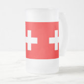 Mug en verre dépoli avec drapeau de la Suisse (Devant droit)