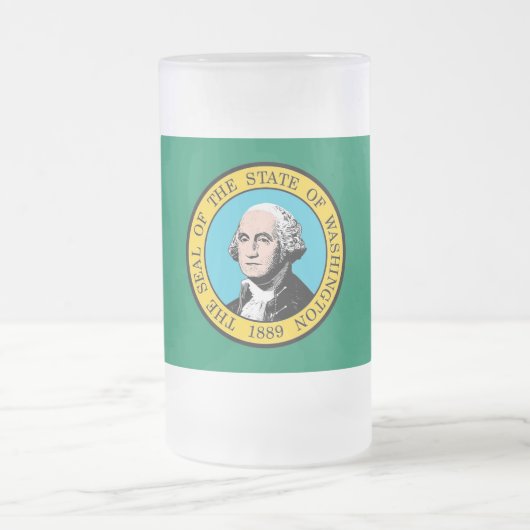 Mug en verre dépoli avec drapeau de l'État de Wash (Centre)