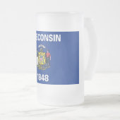 Mug en verre dépoli avec drapeau de l'État du Wisc (Devant droit)