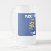 Mug en verre dépoli avec drapeau de l'État du Wisc (Devant gauche)