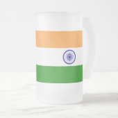Mug en verre dépoli avec drapeau de l'Inde (Devant droit)