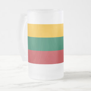Mug en verre dépoli avec drapeau de Lituanie