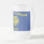 Mug en verre dépoli avec drapeau de l'Oregon, USA (Devant droit)