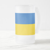 Mug en verre dépoli avec drapeau de l'Ukraine (Devant droit)