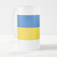 Mug en verre dépoli avec drapeau de l'Ukraine