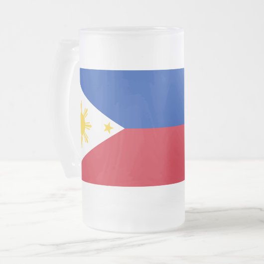 Mug en verre dépoli avec drapeau des Philippines (Devant gauche)