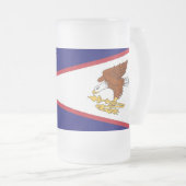 Mug en verre dépoli avec drapeau des Samoa américa (Devant droit)