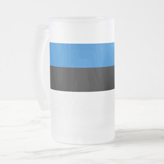 Mug en verre dépoli avec drapeau d'Estonie (Devant gauche)