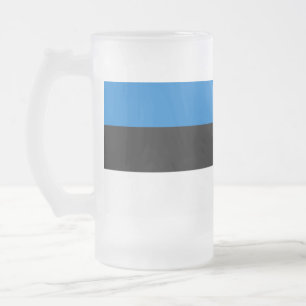 Mug en verre dépoli avec drapeau d'Estonie