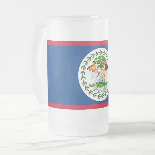 Mug en verre dépoli avec drapeau du Belize (Devant gauche)