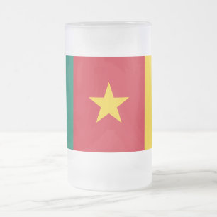 Mug en verre dépoli avec drapeau du Cameroun