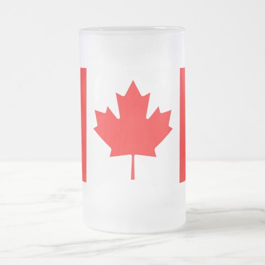 Mug en verre dépoli avec drapeau du Canada (Centre)