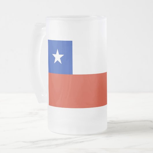 Mug en verre dépoli avec drapeau du Chili (Devant gauche)