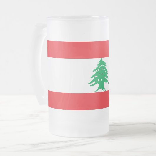 Mug en verre dépoli avec drapeau du Liban (Devant gauche)