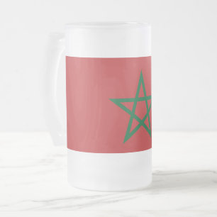 Mug en verre dépoli avec drapeau du Maroc