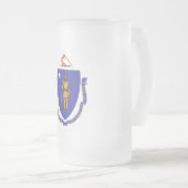 Mug en verre dépoli avec drapeau du Massachusetts (Devant droit)