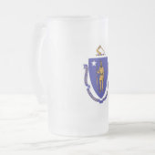 Mug en verre dépoli avec drapeau du Massachusetts (Devant gauche)