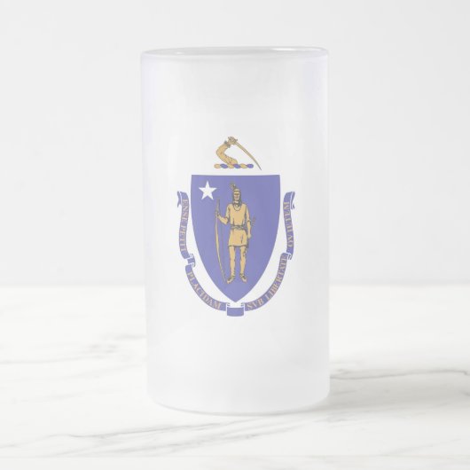 Mug en verre dépoli avec drapeau du Massachusetts (Centre)