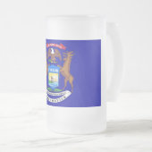Mug en verre dépoli avec drapeau du Michigan (Devant droit)