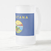Mug en verre dépoli avec drapeau du Montana (Devant droit)