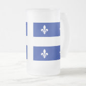Mug en verre dépoli avec drapeau du Québec (Devant droit)