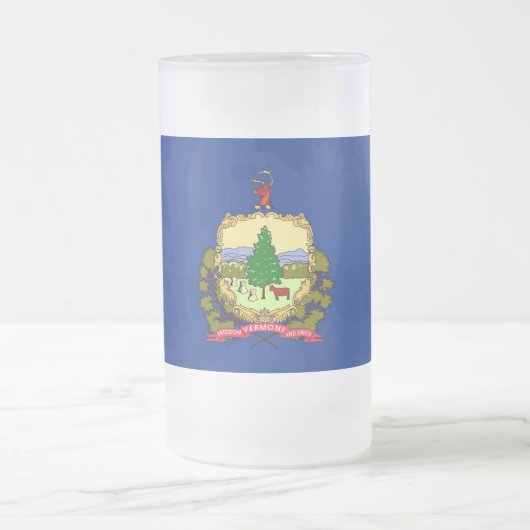 Mug en verre dépoli avec drapeau du Vermont, USA (Centre)