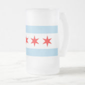 Mug en verre dépoli avec le drapeau de Chicago, US (Devant droit)
