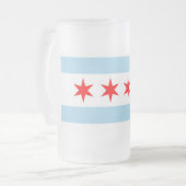 Mug en verre dépoli avec le drapeau de Chicago, US (Devant gauche)