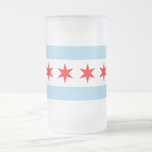 Mug en verre dépoli avec le drapeau de Chicago, US (Centre)