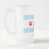 Mug en verre dépoli avec le drapeau de Chicago, US (Gauche)