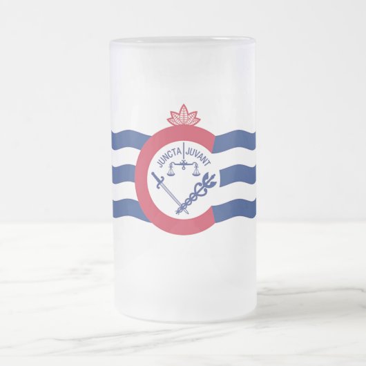 Mug en verre dépoli avec le drapeau de Cincinnati, (Centre)