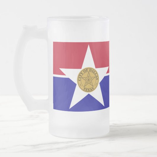 Mug en verre dépoli avec le drapeau de Dallas, USA (Gauche)