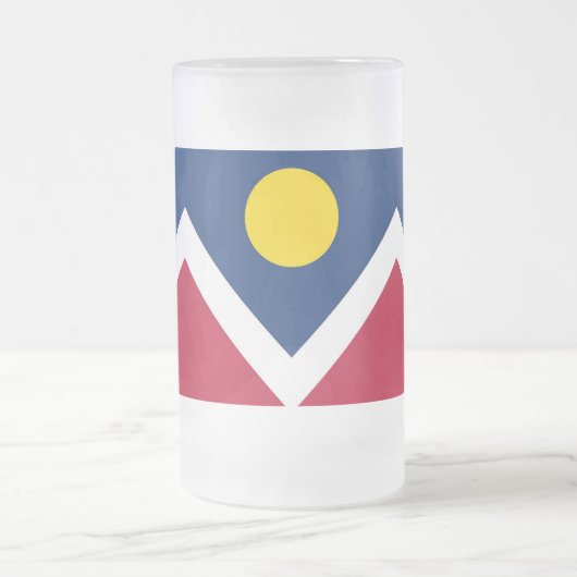 Mug en verre dépoli avec le drapeau de Denver City (Centre)