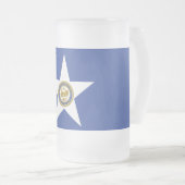 Mug en verre dépoli avec le drapeau de Houston, US (Devant droit)
