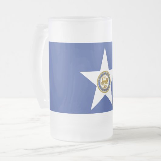 Mug en verre dépoli avec le drapeau de Houston, US (Devant gauche)