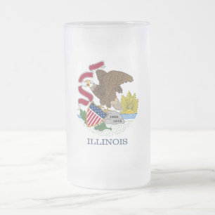 Mug en verre dépoli avec le drapeau de l'Illinois,