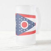 Mug en verre dépoli avec le drapeau de l'Ohio, USA (Devant droit)