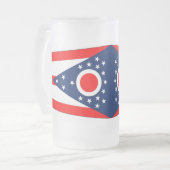 Mug en verre dépoli avec le drapeau de l'Ohio, USA (Devant gauche)