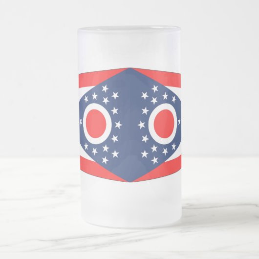 Mug en verre dépoli avec le drapeau de l'Ohio, USA (Centre)