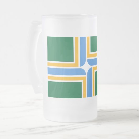 Mug en verre dépoli avec le drapeau de Portland, U (Devant gauche)