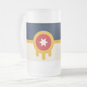 Mug en verre dépoli avec le drapeau de Tulsa, Okla