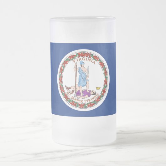 Mug en verre dépoli avec le drapeau de Virginie, U (Centre)