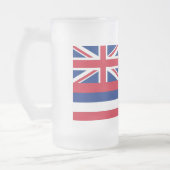 Mug en verre dépoli avec le drapeau d'Hawaii, USA (Gauche)