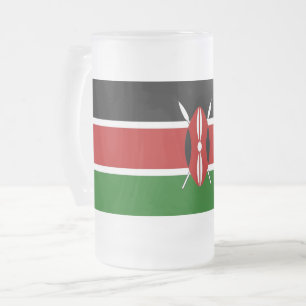 Mug en verre dépoli avec le drapeau du Kenya